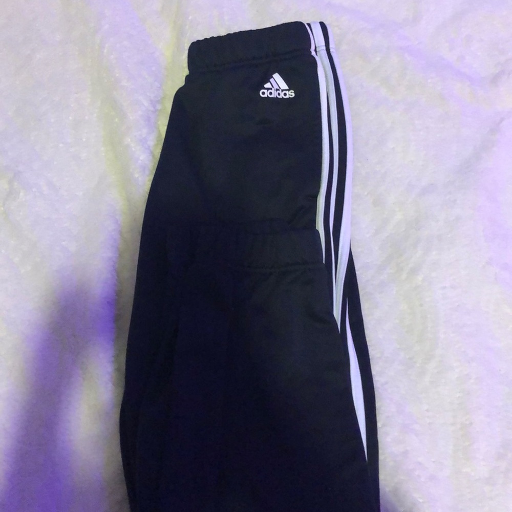 black & white adidas track pants